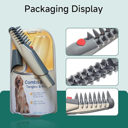 Mata-Ways Lifweb E-Comb e Comb for Dogs Cats，Glosrity 2025 2 In 1 Electric Pet Dog Hair Trimmer (1 PCS)