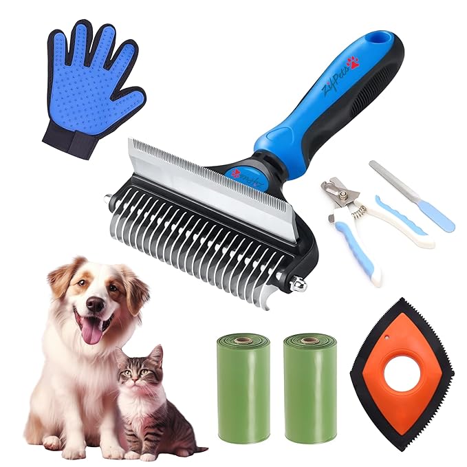 Grooming Brush Dog & Cat, pets, Dog grooming, Cat grooming kit, Premium, Get 7 Products with the purchase of a spectacular dual-function brush