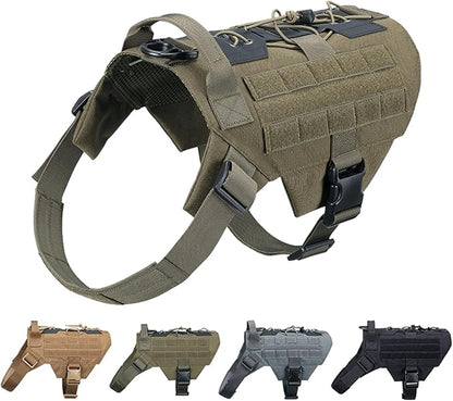 EXCELLENT ELITE SPANKER Dog Harness Tactical Military Dog Harness Adjustable No-Pull Dog Harness Training Hunting Dog Tactical Vest with Handle(RGN-M)