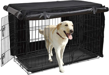 HONEST OUTFITTERS Dog Crate Cover, 24 Inch Dog Kennel Cover for Medium and Large Dog, Heavy Duty Oxford Fabric,with Double Door, Pockets and Mesh Window (25L x 19W x 20H, Black)