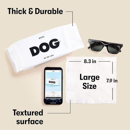 DOG by Dr. Lisa - Dog Wipes - Plant-Based, Natural Bathing Wipes for Dogs - Made from 100% Compostable Bamboo - Vet-Created - Vegan, Non-Toxic - 960 Count