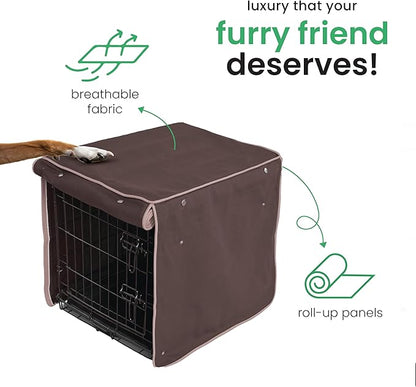 Molly Mutt Landslide Dog Crate Cover, 100% Cotton Canvas Cover with 2 Roll-Up Panels, Ideal for Dog or Cat Crate, Durable, Washable, and Free of Harmful Chemicals, 42" x 28" x 31"
