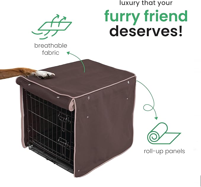Molly Mutt Landslide Dog Crate Cover, 100% Cotton Canvas Cover with 2 Roll-Up Panels, Ideal for Dog or Cat Crate, Durable, Washable, and Free of Harmful Chemicals, 30" x 21" x 24"