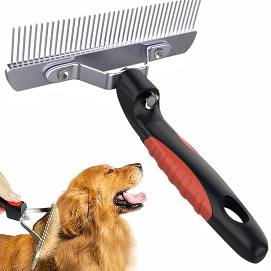 Undercoat Rake for Dogs, Long Tooth Dog Rakes Brush with Anti-Slip Handle - Dog Shedding Brushes for Grooming Long Hair Pets Husky,German Shepherd,Golden Retriever