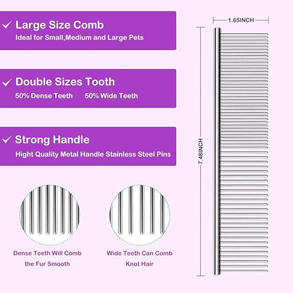 Slicker Brush for Goldendoodles, Labradoodles & Poodles - Grooming Kit for Medium & Long Haired Dogs (Purple)