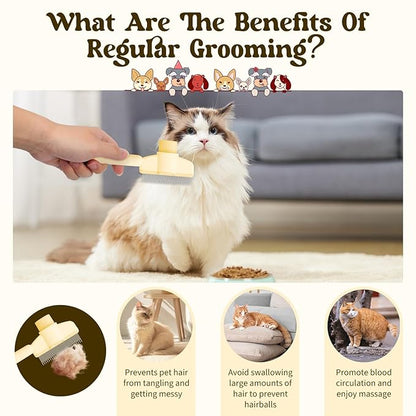 1Pcs Pet comb and Wall Corner Massage comb,for Dogs & Cats with Long & Short Stainless Steel Metal Teeth for Shedding and Tangles, Self-Cleaning Pet COmb for Dogs and Cats,Comfort safety,Anti static