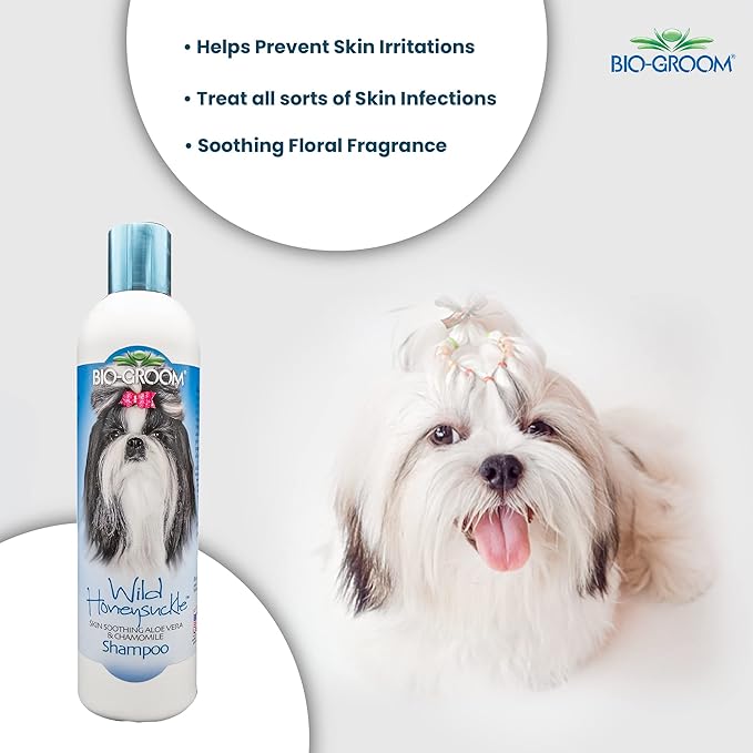 Bio-groom Wild Honeysuckle Dog Shampoo – Natural Scent Pet Shampoo, Aloe Vera, Chamomile, Cat & Dog Bathing Supplies, Puppy Wash, Cruelty-Free, Made in USA, Quick Rinse Cat Shampoo – 12 fl oz 1-Pack
