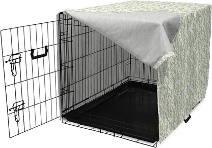 Ambesonne Flower Dog Crate Cover, Paisley Leaf Antique Stem Swirl Traditional Damask Fashion Stylize Flora, Easy to Use Pet Kennel Cover for Cats & Medium Dogs, 30 Inch, Black White