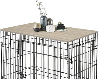 HiCaptain Dog Kennel Wooden Table Top, Foldable 48 inches Dog Crate Table Topper, Durable Decorative Dog Kennel Table Topper for Large Dogs Modern Style