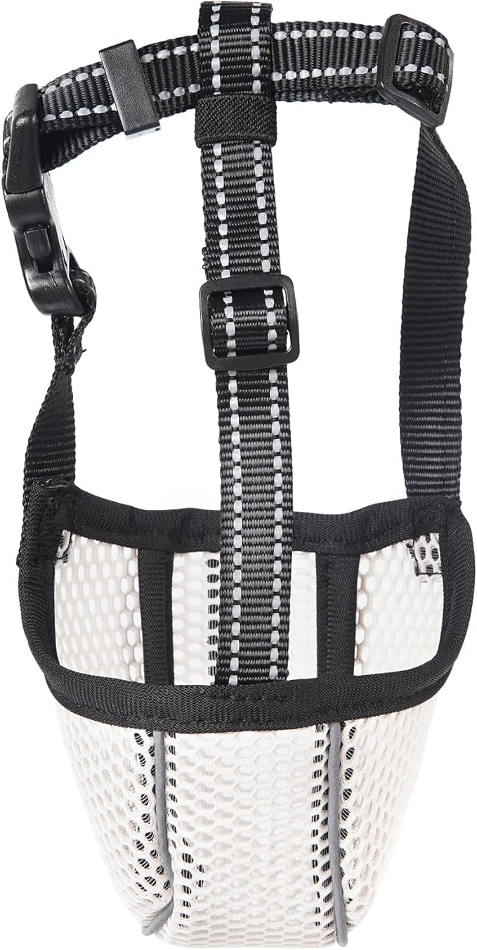 Large Dog Muzzle, Muzzle for Large Dogs to Prevent Eating/Chewing/Biting, Breathable Reflective Adjustable Medium Dog Accessories Dog Muzzle (Beige, M)