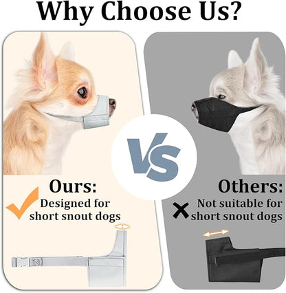 Mayerzon Short Snout Dog Muzzle, Small Muzzle for Chihuahua Shih Tzu American Bully Boxer Puppy, Soft Fabric Muzzles for Grooming Vet Visits