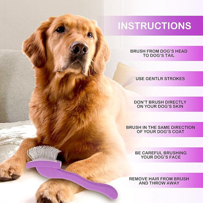 Slicker Brush for Goldendoodles, Labradoodles & Poodles - Grooming Kit for Medium & Long Haired Dogs (Purple)