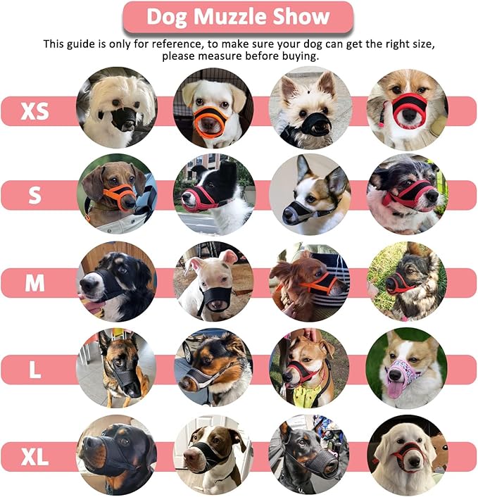 LUCKYPAW Dog Muzzle, Soft Dog Muzzles for Small Medium Large Dogs, Breathable Muzzles to Stop Biting and Chewing with Pattern, Allows Panting and Drinking (L-(Snout 7"-9½"), Pink Unicone)
