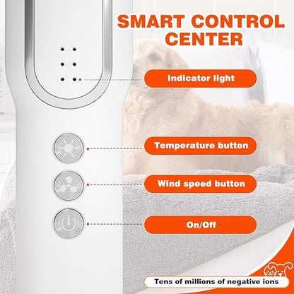 Portable Handheld Pet Grooming Hair Dryer, Dog Hair Dryer Pet Grooming Dryer Smart Temp Feature, lower noise, Adjustable 3 Temperature &3 Airflow Speed for Household Travel Camping