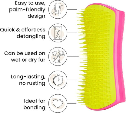 Pet Teezer, Detangling & Dog Grooming Brush, Pink and Yellow