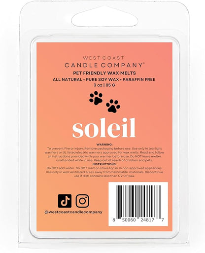 Pet Friendly Wax Melts | Pet Safe Wax Melts | All Natural Dog Safe Wax Melts | Non-Toxic Wax Melts | Pet Odor Eliminator | Pure Soy Wax Melts | Veterinarian Approved (Soleil)