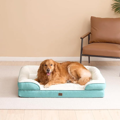 EHEYCIGA Orthopedic Dog Bed for Large Dogs, Waterproof Memory Foam, Turquoise Blue, 35"L x 22"W x 6.5"Th