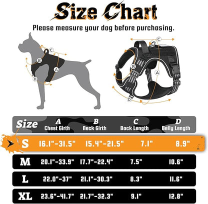 rabbitgoo Dog Harness Small Sized No Pull, Tactical Service Dog Vest with Molle and Control Handle, Adjustable and Reflective Military Pet Harness for Easy Walking and Training, Black, S