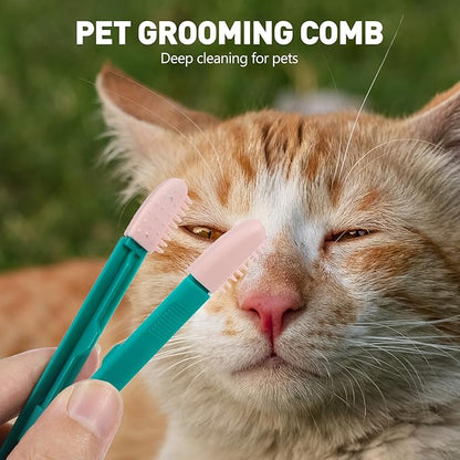 POPETPOP 2 Pcs Pet Eye Comb Tear Tool - Multifunctional Cat Eye Comb Brush, Dog Grooming Combs for Dogs Cats Removing Crust and Mucus