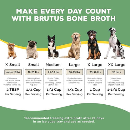 Brutus Bone Broth for Dogs - Bone Broth Powder with Chondroitin Glucosamine & Turmeric - Human Grade Dog Food Toppers for Dry Food & Picky Eaters - 5 Stick (Chicken)