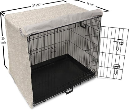 Lunarable Cream Dog Crate Cover, Old Lace Design with Soothing Color Scheme Vintage Style Classical Inspired Image, Easy to Use Pet Kennel Cover for Cats & Medium Dogs, 24 Inch, Cream Tan