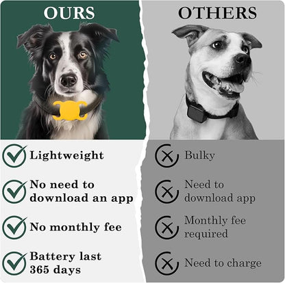 Dog Location Tracker, Waterproof Pet Tracker, MFi Certificated Tracking Device, Bluetooth with Collar Holder, No Monthly Fee, Works with Find My, Not GPS Tracker (iOS Only) (Orange)