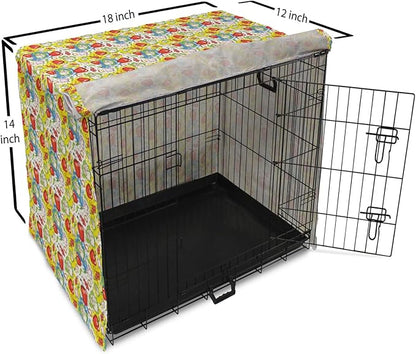 Lunarable Vegetables Dog Crate Cover, Ornate Food Garlic Pepper Cauliflower Delicious Plants Image, Easy to Use Pet Kennel Cover for Small Dogs Puppies Kittens, 18 Inch, Lime Green Yellow