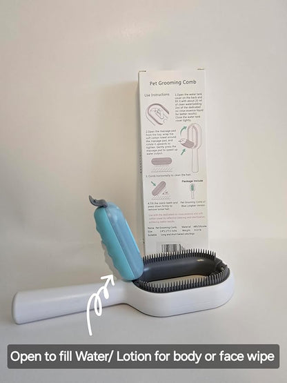 Pet Comb Premium Quality Pet Grooming Kit- Dogs, Cats of size S/M/L. 3 in 1 use of Wipe Face/Body, Clean Hair, Pet Massage by FURR-CARE, blue