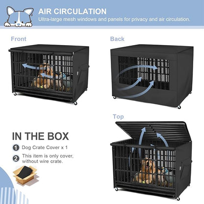 Explore Land 36 inches Dog Crate Cover with Top Panel Non-Toxic Inodorous Polyester Friendly for Dogs (Black)