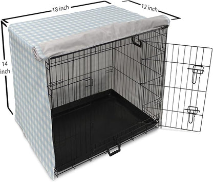 Lunarable Plaid Dog Crate Cover, Geometrical Striped Old Fashioned Pattern Pastel Colors Country, Easy to Use Pet Kennel Cover for Small Dogs Puppies Kittens, 18 Inch, Pale Blue Yellow White