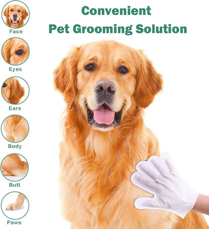 CuteBone Pet Glove Wipes - Dual-Sided Grooming Gloves with Wipes, Gentle and Effective Cleaning for Dogs, Removes Dirt, Fur, and Dander, Convenient and Mess-Free Grooming Solution, 6 Count