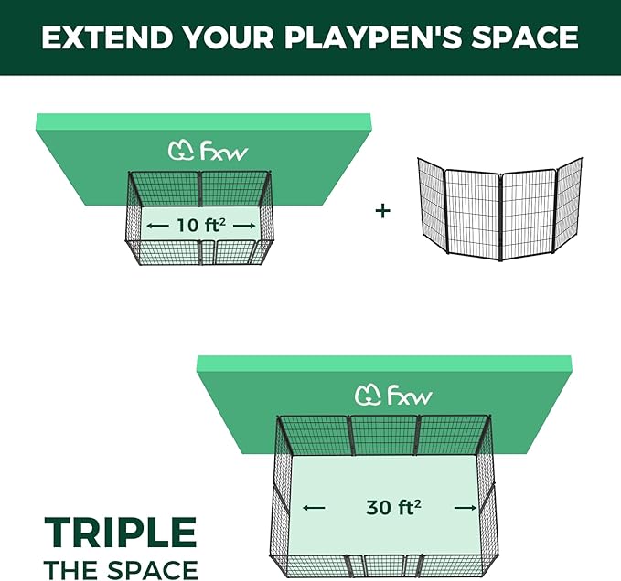 FXW Homeplus Dog Playpen for Indoor Use - Stress-Free and Safe Play, Heavy Duty 45 Inch 4 Panels Dog Pen for Large Dogs, Black│Patented