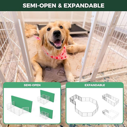 FXW Homeplus Dog Playpen for Indoor Use - Stress-Free and Safe Play, Heavy Duty 32 Inch 6 Panels Dog Pen for Puppies, Small and Medium Dogs, White│Patented