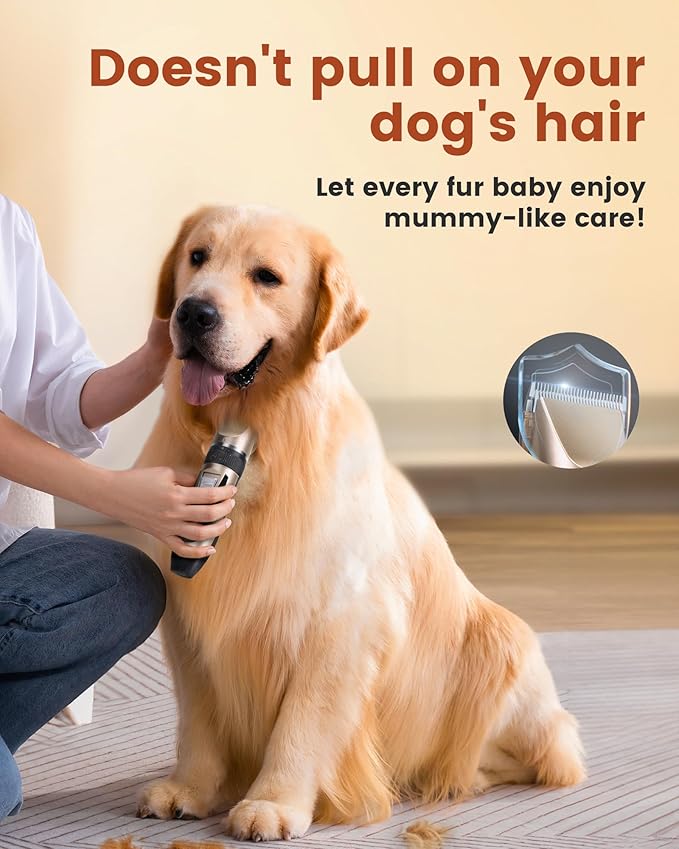 2 in 1 Dog Grooming Kit, Low Noise Rechargeable Dog Clippers for Grooming, Cordless Pet Grooming Clippers and Pet Paw Trimmer, Cat Shavers for Small Dogs Cats Animals Gold Green