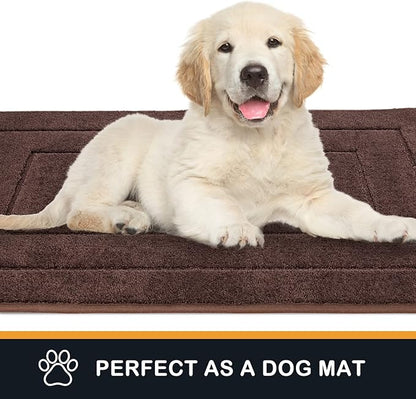PURRUGS Dirt Trapper Door Mat 24" x 59.5", Non-Slip/Skid Machine Washable Entryway Rug, Dog Door Mat, Super Absorbent Welcome Mat for Muddy Wet Shoes and Paws, Brown