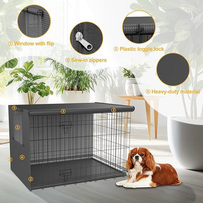 Dog Crate Cover-Double Door,Dog Kennel Cover,Crate Covers for Dog Cages-24 30 36 42 48 inches- Heavy Duty Polyester Pet Kennel Cover Universal Fit for Wire Dog Crate (42.0" L x 28.0" W x 30.0" H)