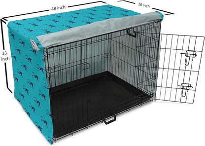 Lunarable Scuba Dog Crate Cover, Repeating Diving Man Nautical Pattern, Easy to Use Pet Kennel Cover for Medium Large Dogs, 48 Inch, Sea Blue Night Blue