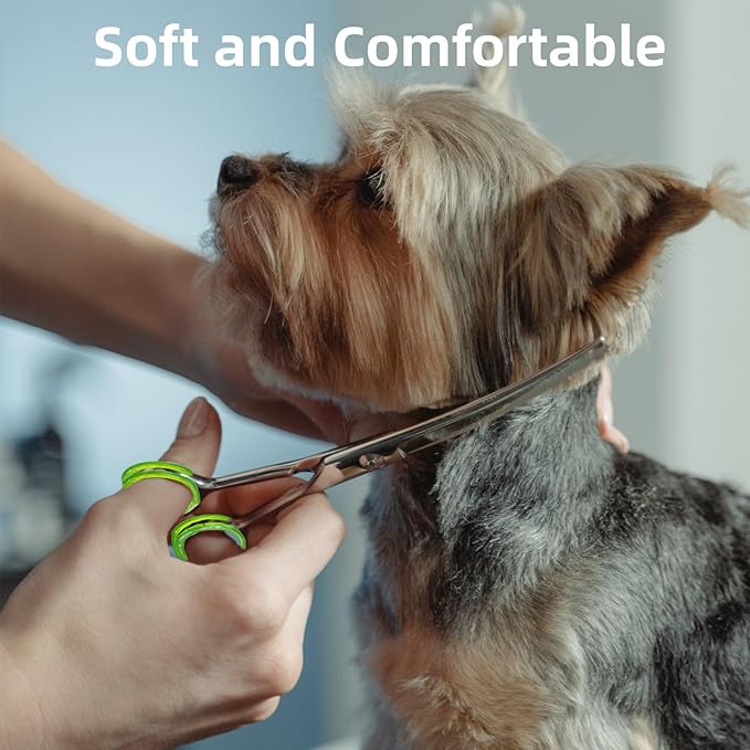 40Pcs Shear Grips Inserts,Soft Silicone Scissors Finger Rings for Comfortable Dog Clipping and Pet Hair Trimming 8 Colors