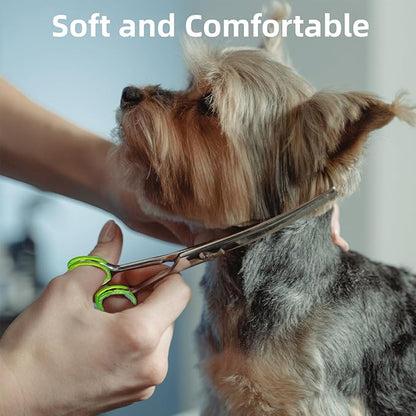 40Pcs Shear Grips Inserts,Soft Silicone Scissors Finger Rings for Comfortable Dog Clipping and Pet Hair Trimming 8 Colors