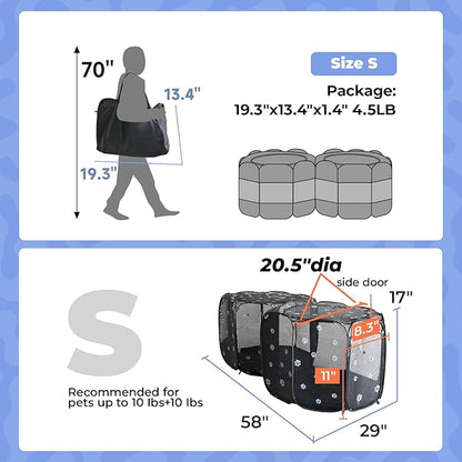 Small Animals Playpen Pop up Small Pet Cage Enclosure Hutch Kennel Tent Chick Run Brooder Box Coop Portable Foldable Outdoor Yard Fence for Kitten Ferret Puppy Guinea Pig Rabbit Hamster Chinchillas