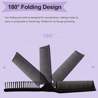 Folding Small Dog Grooming Brush - Perfect for Shih Tzus, Yorkies, and Maltipoos - Ideal Puppy Hair Brushes for Maltese and Small Breeds (Black)