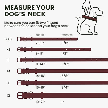 BRONZEDOG Rolled Leather Dog Collar with QR ID Tag Adjustable Soft Round Collars for Small Medium Large Dogs Puppy Cat (14" - 16" Neck Size, Burgundy)