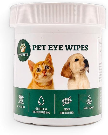 OPES Pets Cats & Dogs Eye & Face Wipes, Gently Removes Discharge, 100% Plant-Based, Biodegradable, 200 Count.