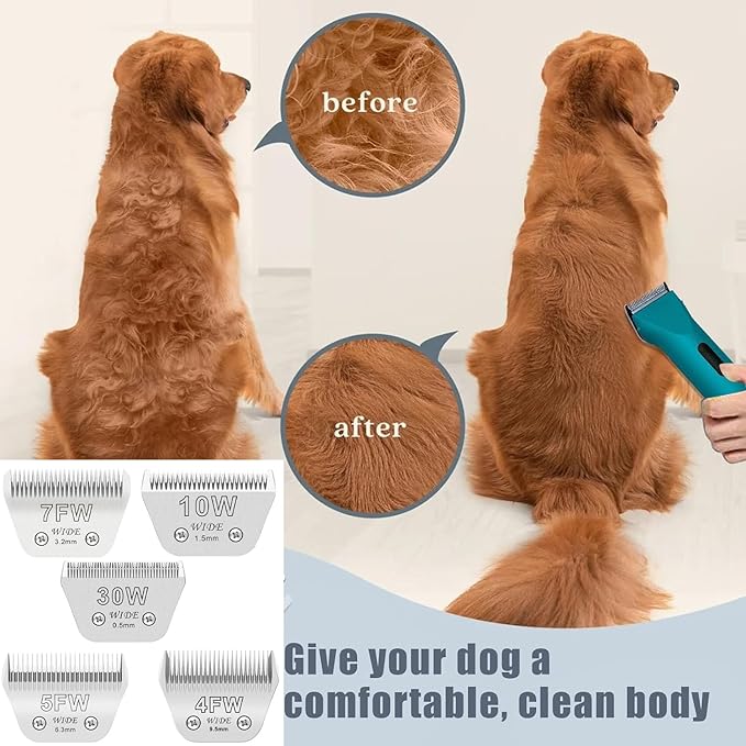 Wide Blades for Dog Grooming Blades Compatible with Andis,Oster A5,Wahl km10 Dog Clippers Stainless Steel Blades Blades for Animal Dog,Cat,Horse, (#7FW(3.2mm)/2PCS)