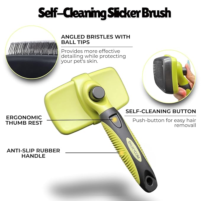 Self Cleaning Slicker Brush for Dogs Cats plus Rubber Pet Bath Brushes for Grooming, DeShedding, Massage & Skin Care - Pet Silicone Shampoo Brush for Long & Short Hair Small Large Pets Dogs