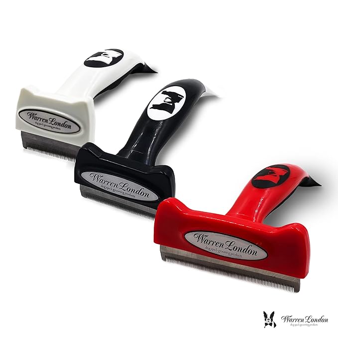 Deshedding Dog Brush by Warren London | Stainless Steel Deshedding Tool | Long Hair - Small