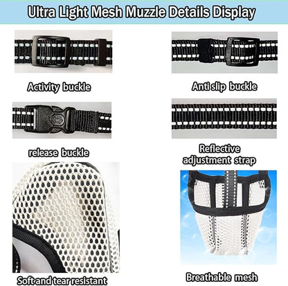 Large Dog Muzzle, Muzzle for Large Dogs to Prevent Eating/Chewing/Biting, Breathable Reflective Adjustable Medium Dog Accessories Dog Muzzle (Beige, M)