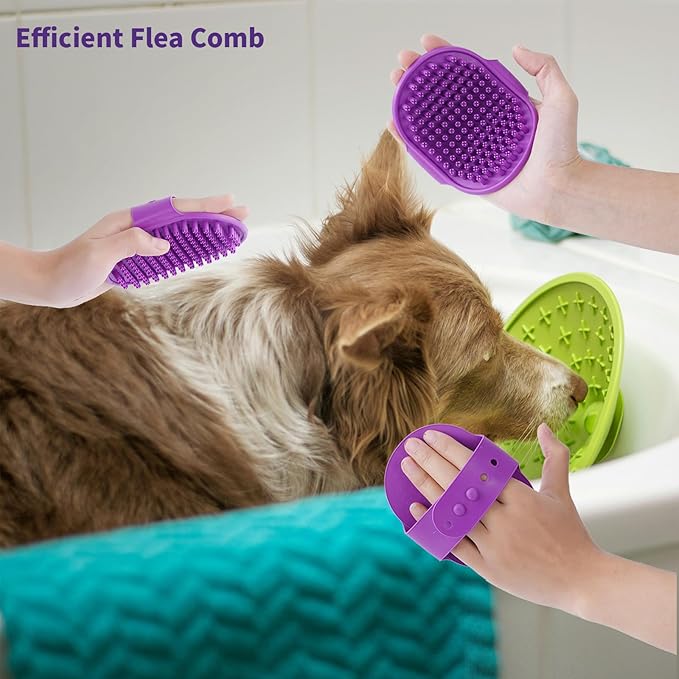 Ergonomic Slicker Brush for Long-Haired Cats - Wooden Handle, Long Pins for Grooming Loose Hair (Purple)