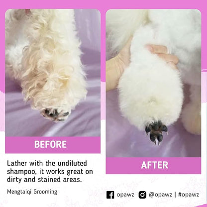 OPAWZ 05 Whitening Purple Shampoo for Dog and Cat, Safely Remove Yellow Stains, with No Bleach, Peroxide and Sulfate, Professional Groomers Recommended Product, 16.9 oz