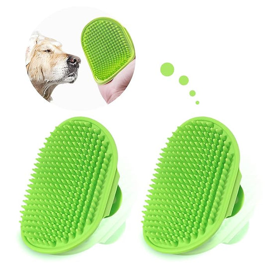 TORMEN 2 pcs Dog Bath Massage Brush, Dog Grooming Brush,Rubber Grooming Brush with Adjustable Handle for Dogs and Cats, Soft, Gentle & Skin-Safe for Long & Short Hair (Green)
